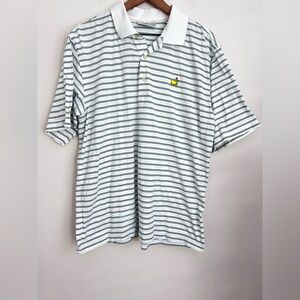Masters Golf Augusta National Polo Shirt white green Stripe short sleeve L